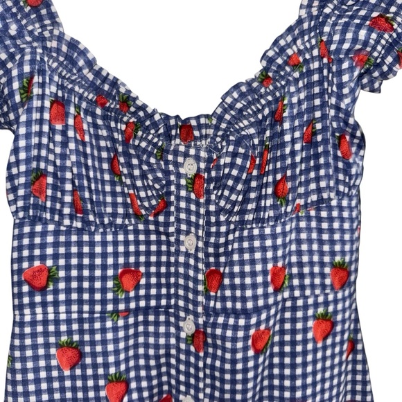 Urban Outfitters Women's XS Strawberry Dress Y2K milkmade Cottagecore Gingham - Picture 4 of 7